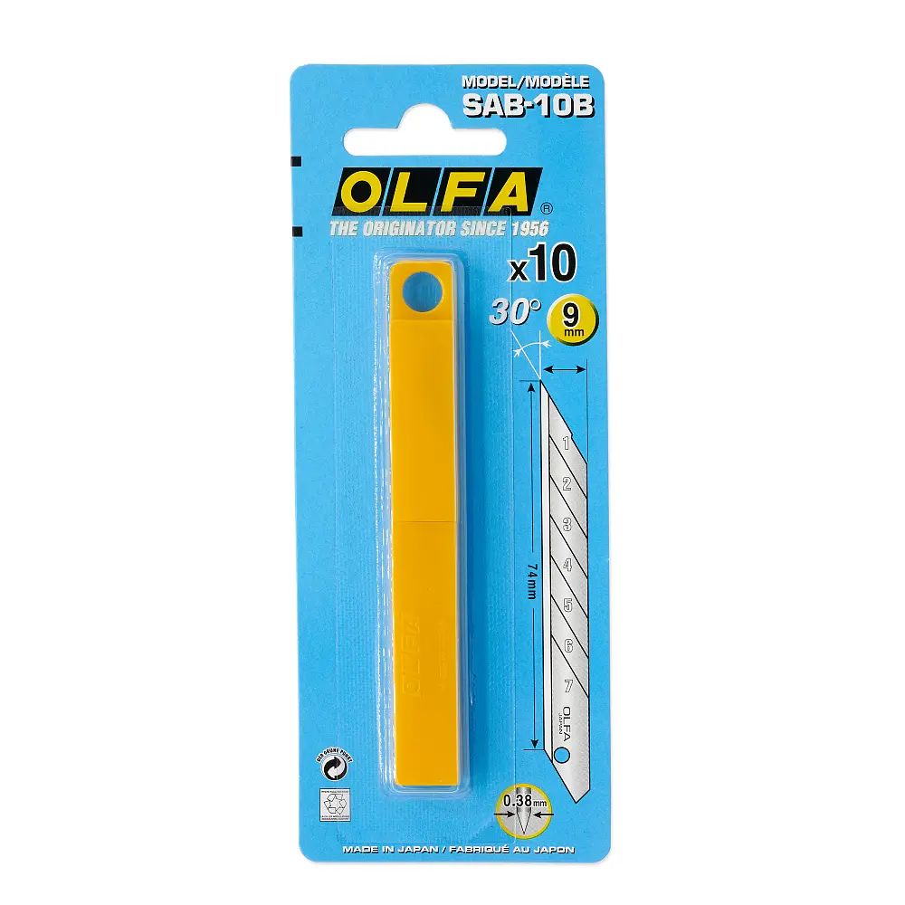 Лезвия OLFA SAB-10B, сталь, 30 градусов, 9mm, 10шт.